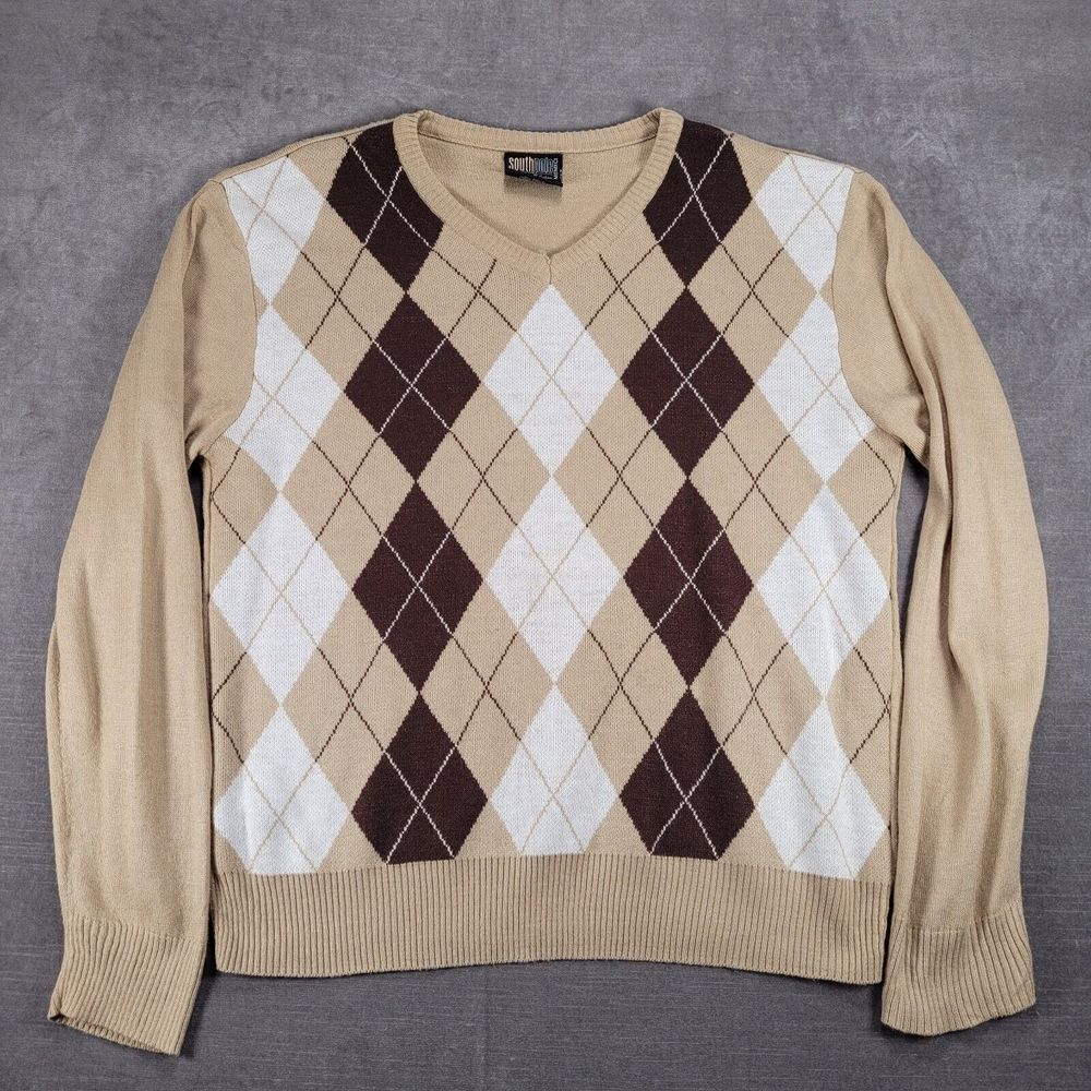 South Pole Vintage Y2K Grandpa Sweater Beige Mens Size XXL‎